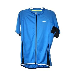 Arsuxed Cycling Blue Shirt 4 Bottle Pocket Reflective Dots Short Sleeve Large